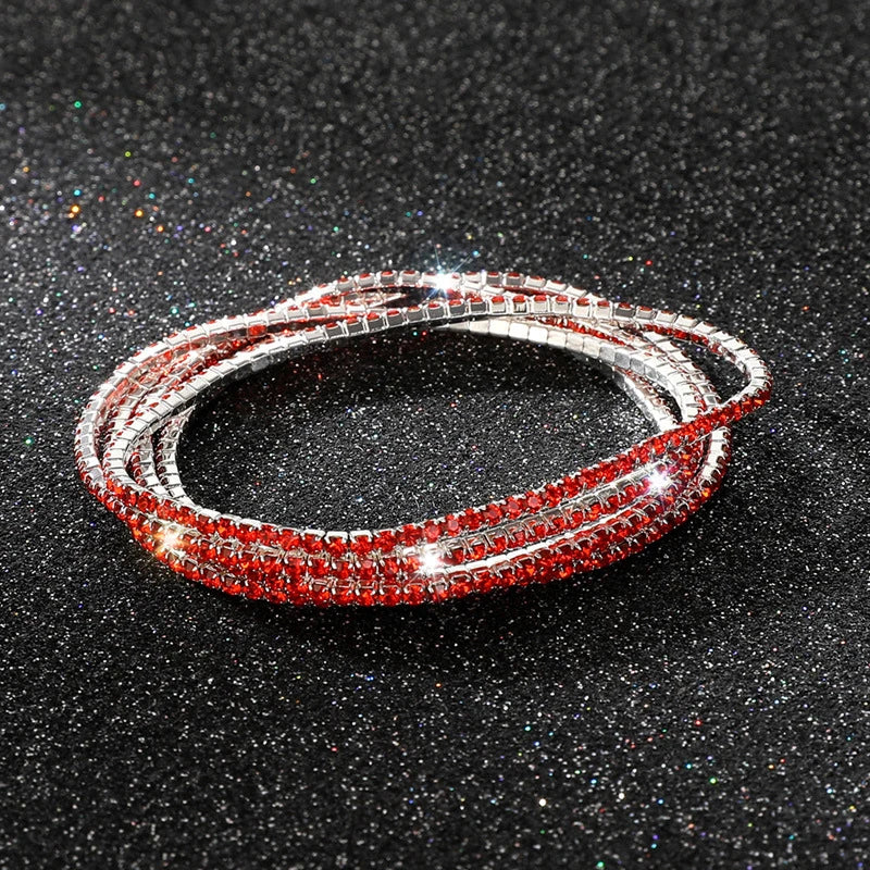 5Pcs/Lot Elastic Crystal Bracelets 2mm Charming Gold Color Crystal Rhinestones Metal Bangle Bracelet Jewelry DIY Gift
