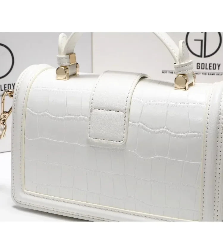 Luxury Designer Bags with High Quality Alligator Printing Leather and Delicate Metal Design Women's Portable Shoulder Bag