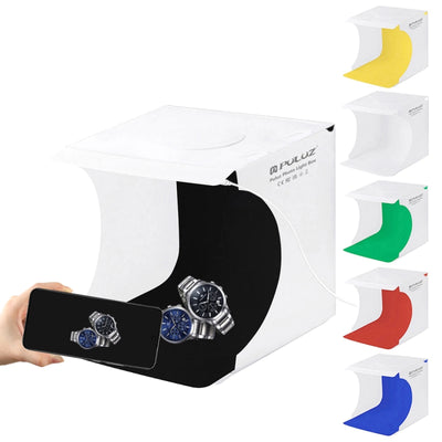 PULUZ 20cm Mini Folding Portable 550LM LED Light Photo Lighting Studio Shooting Tent Box Kit with 6 Colors Backdrops