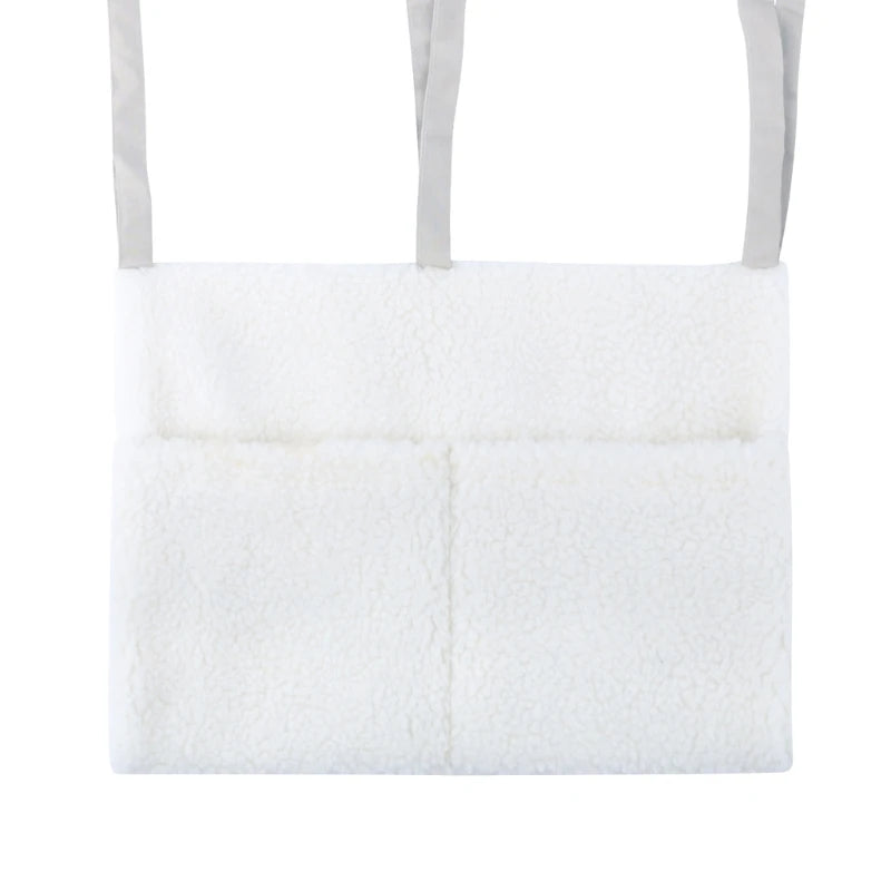 New Thick Plush Baby Crib Hanging Storage Bag Portable Double Pockets Newborn Cot Toy Organizer Bag Bed Headboard Storage Pouch