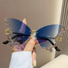 Rimless Sunglasses Women Luxury Brand Rhinestone Sun Glasses Ladies Cute Heart Shape Punk Party Eyewear очки від сонця женские