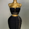 2025 New Arrival High Quality Women Sexy Bandage Tops Fashion Pencil Skirts Set Nightclub Party Celebrate Women's Set