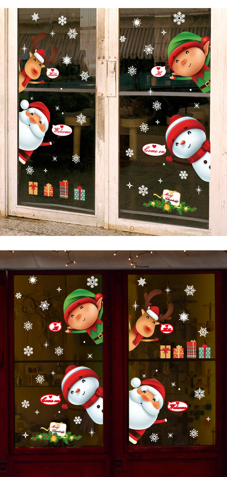 Christmas Window Sticker Merry Christmas Decorations For Home 2024 Cristmas Ornament Xmas Navidad Natal Gifts New Year 2025