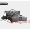 MINGDIBAO Luxury Modern Upholstered Bed Frame with Gold Accents, Genuine Leather Designer Bed, Queen/King Size Bedroom Furniture