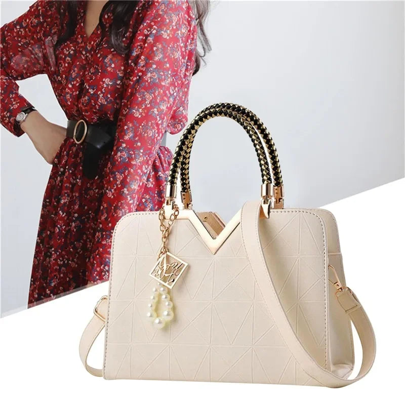 Women Handbag Patchwork Shoulder Messenger Office Work PU Leather Female Bag Ladies Luxury Fashion Elegant