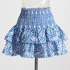 TWOTWINSTYLE Hit Color Print Casual Two Piece Sets For Women Slash Neck Short Sleeve Top High Waist Skirt Summer Set Female New
