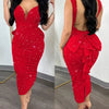 Elegant Dresses for Women Sexy Plunge Ruffle Hem Backless Party Dress 2023 Autumn Summer Spring Fashion Casual