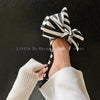 Oversize Bowtie Mule Shoes Women Fashion Pointed Toe Stripe Wave Slip-on Sandals Ladies Luxury Satin Silk Outdoor Flat Slippers