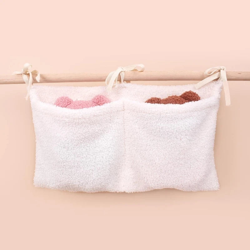 New Thick Plush Baby Crib Hanging Storage Bag Portable Double Pockets Newborn Cot Toy Organizer Bag Bed Headboard Storage Pouch