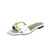 Plus size 35-44 leather slippers women's luxury party shoes square toe fishmouth shoes outdoor beach flip-flops in summer