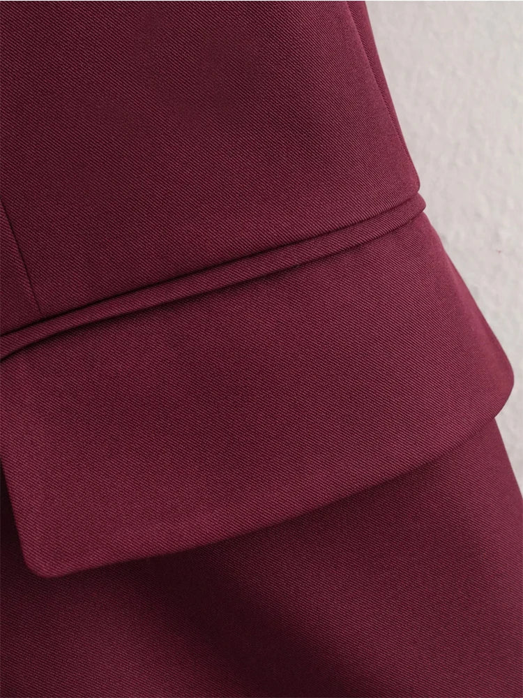 Elegant Blazers Women Office Wear Burgundy Long Blazer 2025 New Spring Casual Loose Suit Jackets Long Sleeve Business Outerwear