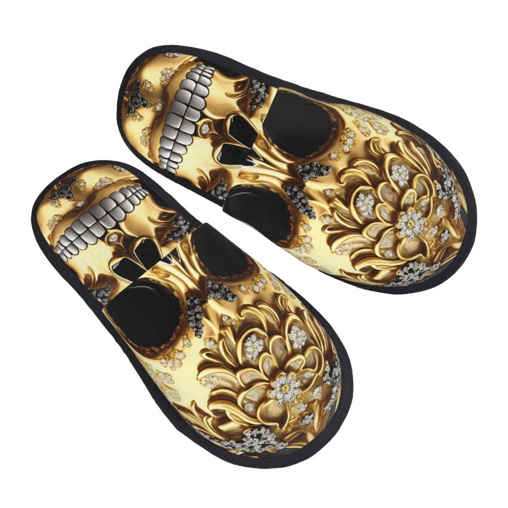 Custom Queen Of Absolutely Everything Gold Baroque Soft Memory Foam House Slippers Women Comfy Warm Anti-skid Sole Slipper