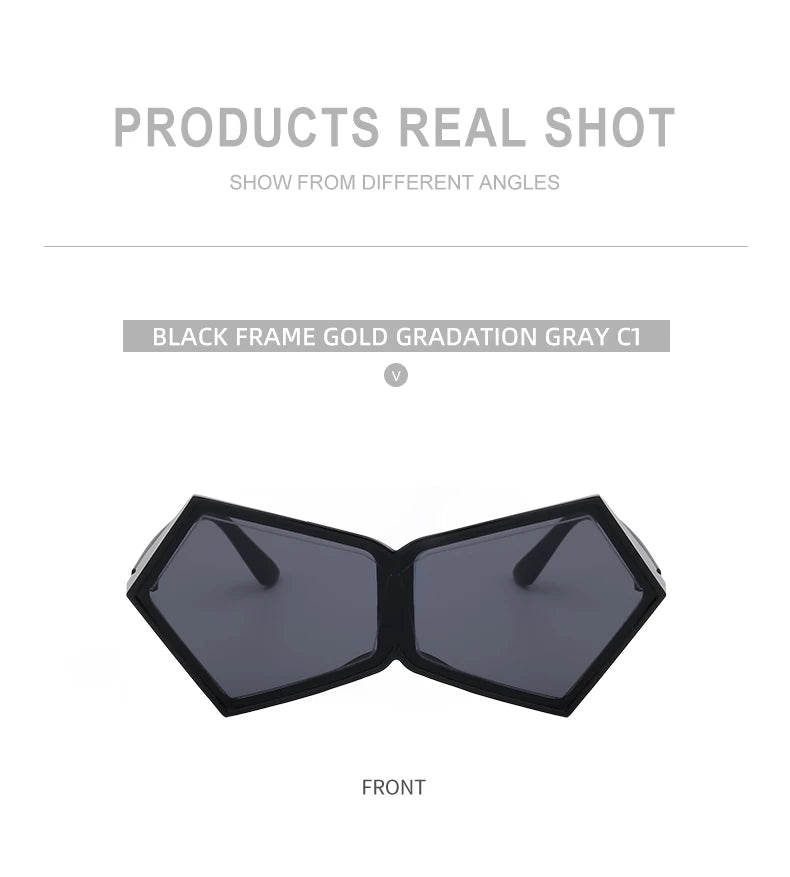 Oversized Square Punk One-piece Sunglasses Women 2024 Luxury Brand Big Frame Shield Sun Glasses For Ladies Wrap Eyewear Goggle