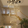 Staircase Long Pendant Lamp, Villa Lamp, Crystal Hanging Line Lamp, Duplex Living Room Spiral Lamp, Glass Romantic Decorative La