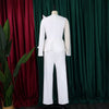Luxury Jumpsuits & Rompers for Women Round Neck Beaded Transparent Sleeve High Waisted Elegant Female Birthday Party Overalls
