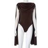 Joskaa Chic and Elegant Tassel Swing Collar Bodysuit Women Hipster Sexy One Piece Rompers 2025 Spring Midnight Party Club Tops