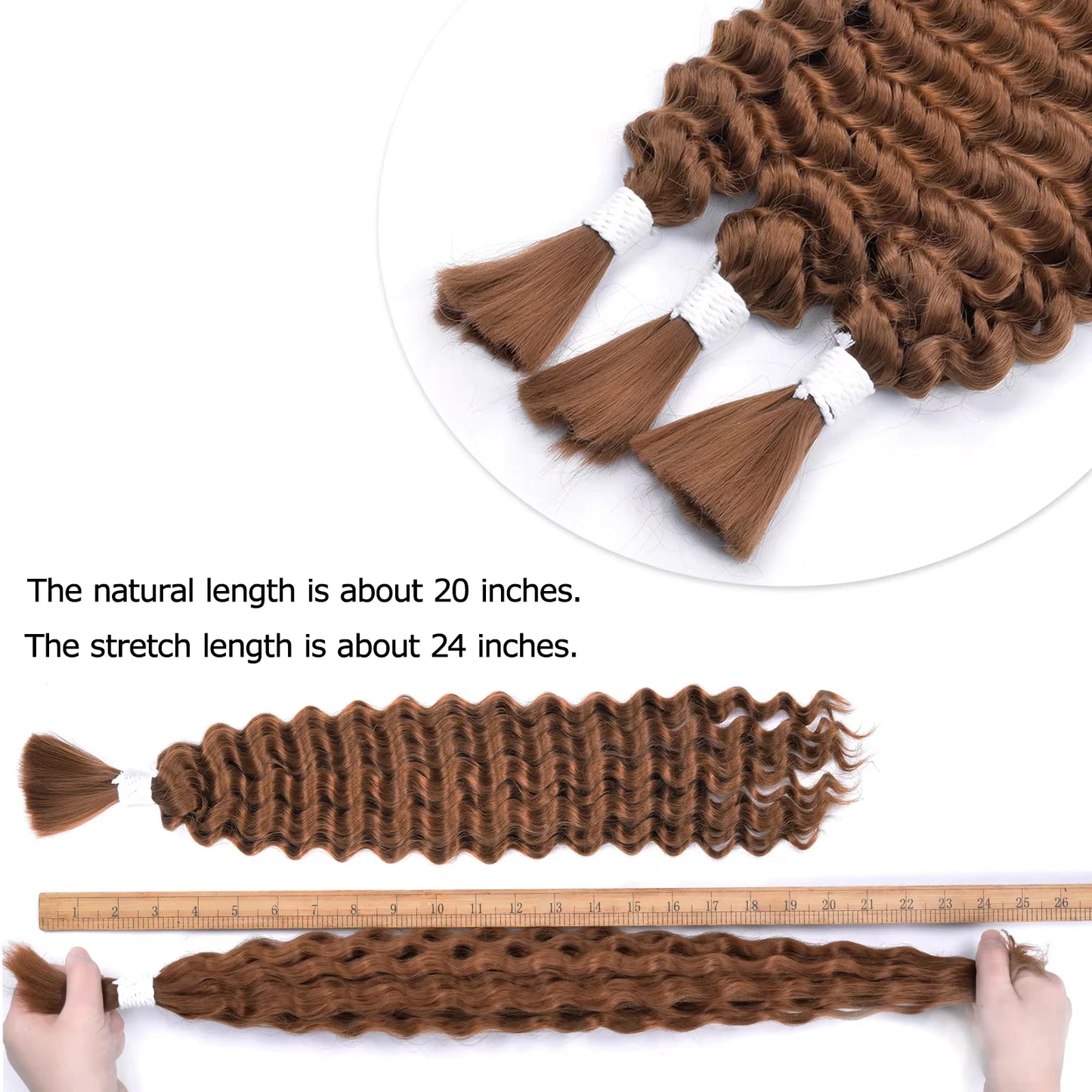 Synthetic Bulk hair for Braiding Wet and Wavy Micro Braiding No Weft Faux Deep Wave Braiding Hair Extensions for Box Boho Braids