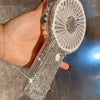 Clear Sparkle Rhinestone Decor Mini Luxury Office Desk Putting Hand Summer Fan for Girls