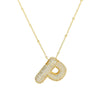 Cubic Zirconia Gold Plated  Bubble Alphabet Letter Necklace Monogram Necklace Balloon Initial Necklace Gifts for Women Girls