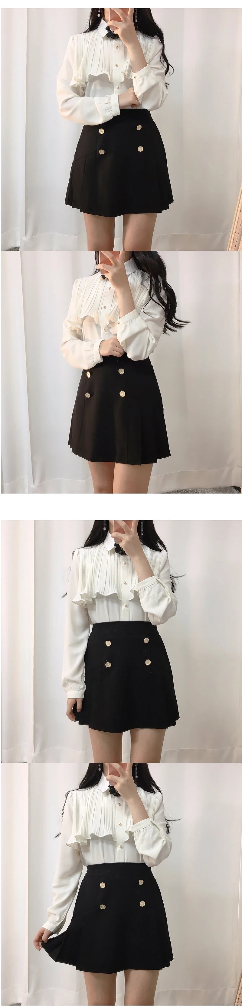 Korea Chic Tops Blusas Japan Style Elegant Hot Cute Preppy Girls Work Button White Shirts Retro Flhjlwoc Fashion Women Blouses