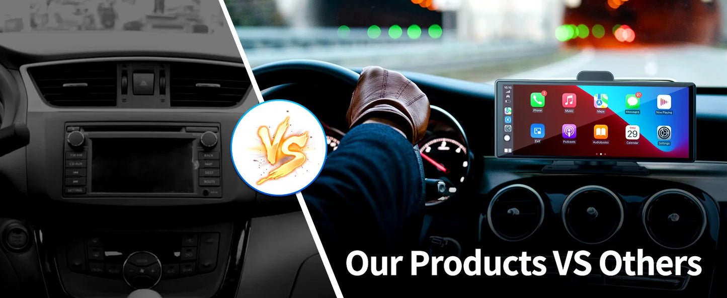 Imagebon 10.26" 4K ADAS Wireless CarPlay & Android Auto Dash Cam Night Vision 24h Park Monitoring Loop Recording GPS FM Car DVR