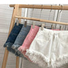 ITOOLIN Women Vintage Tassels Denim Shorts Button Loose High Waist A-line Jean Shorts Casual Women Office Trousers Streetwear