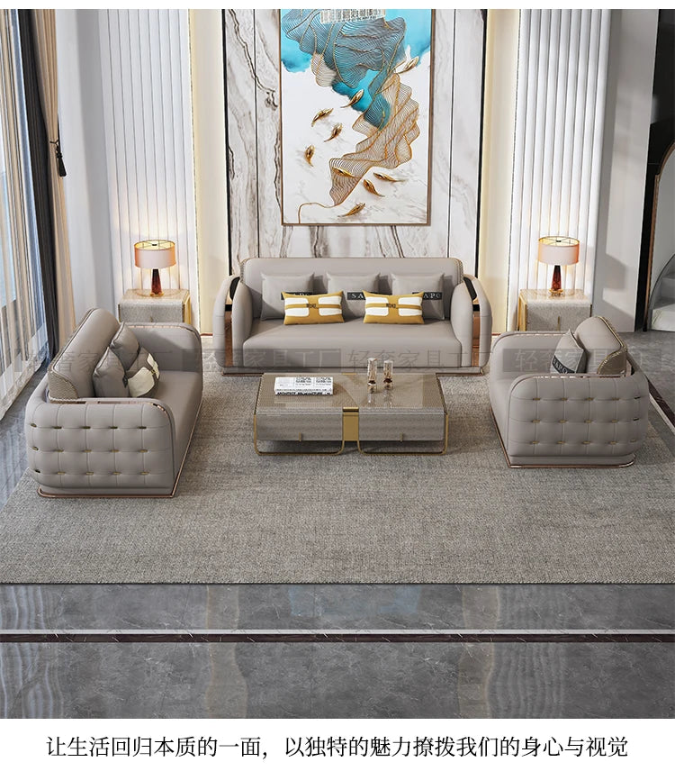 Luxury Fancy Living Room Sofa Genuine Leather Designer Italian Sofa Loveseat Single Canape Salon De Luxe Apartment Furniture