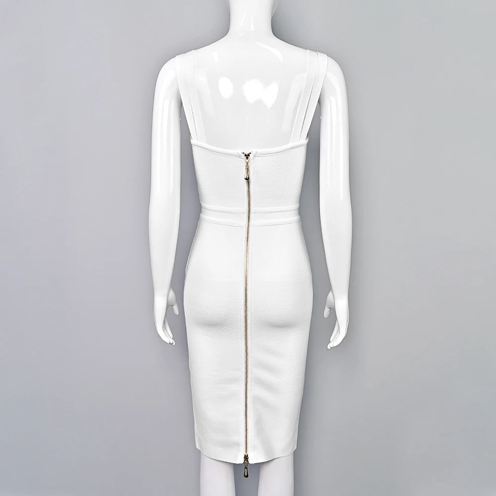 BEAUKEY Summer White Rhinestone Bandage Evening Dress Women Luxury Maxi Spaghetti Strap Red Club Celebrity Evening Party Vestido