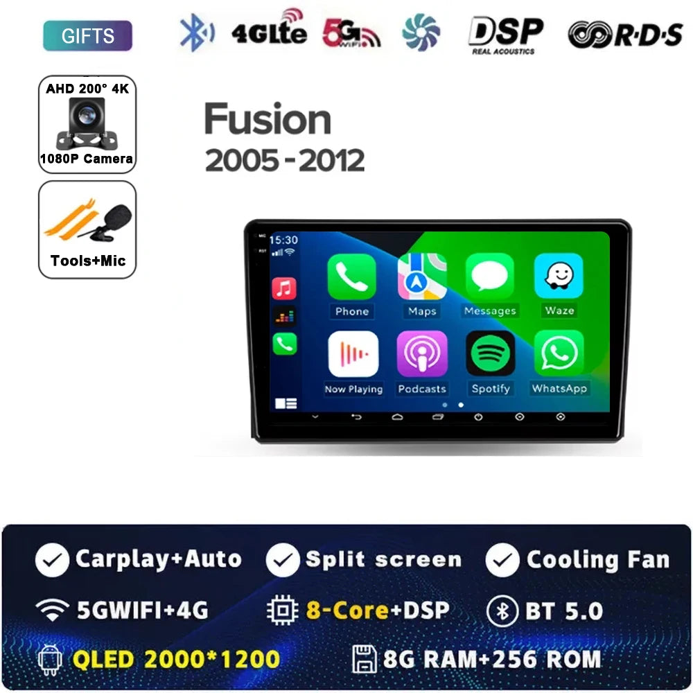 For Ford Fusion 1 2005 - 2012 Android 14 Carplay Auto Car Radio Multimedia Video Player Navigation GPS  No 2Din 2 Din DVD DSP 4G