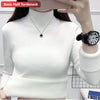 Turtleneck Winter Sweater Women Elegant Thicken Velvet Lined Warm Sueter Knitted Pullover Slim Tops Jersey Knitwear Jumper New