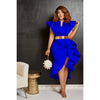 CM.YAYA Women Flare Short Sleeve High Side Split Ruffles Bodycon Midi Dress 2023 Autumn Vestidos Sexy Party Birthday Dresses