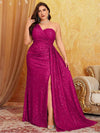 Plus Size Off Shoulder Bridesmaid Banquet Shiny Off Shoulder Shiny Floor Wedding Banquet Evening Gown 4XL 5XL Big Size Dress