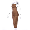 Neon Satin Lace Up Women's Long Midi Dress Light Pink Bodycon Backless Elegant Party Sexy Club Clothes 2022 Summer Dinner Outfit
