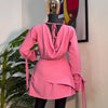 CM.YAYA Women Tie Up Bow Long Sleeve O-neck Mini Dress 2025 Birthday Holiday Sexy Club Party Evening High Street A-Line Dresses