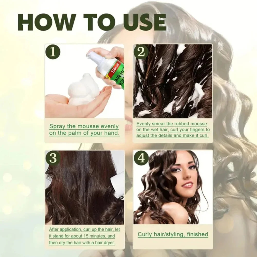 Curly Hair Mousse（207ml) For Wigs Strong Hold Olive Oil Hair Styling Mousse Anti-Frizz Hair Foam Mousse For Styling Hair Women