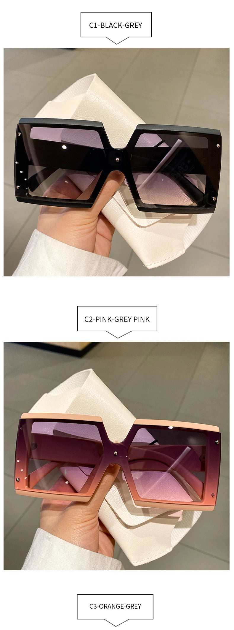 KAMMPT Square Oversized One-pieces Sunglasses Men Women Trendy Gradient Goggle Eyewear Fashion Luxury Brand Design Sun Glasses