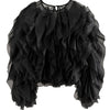 TWOTWINSTYLE Elegant Patchwork Ruffles Chiffon Blouses Women O Neck Lantern Long Sleeve Loose Shirt Female Clothing Fashion