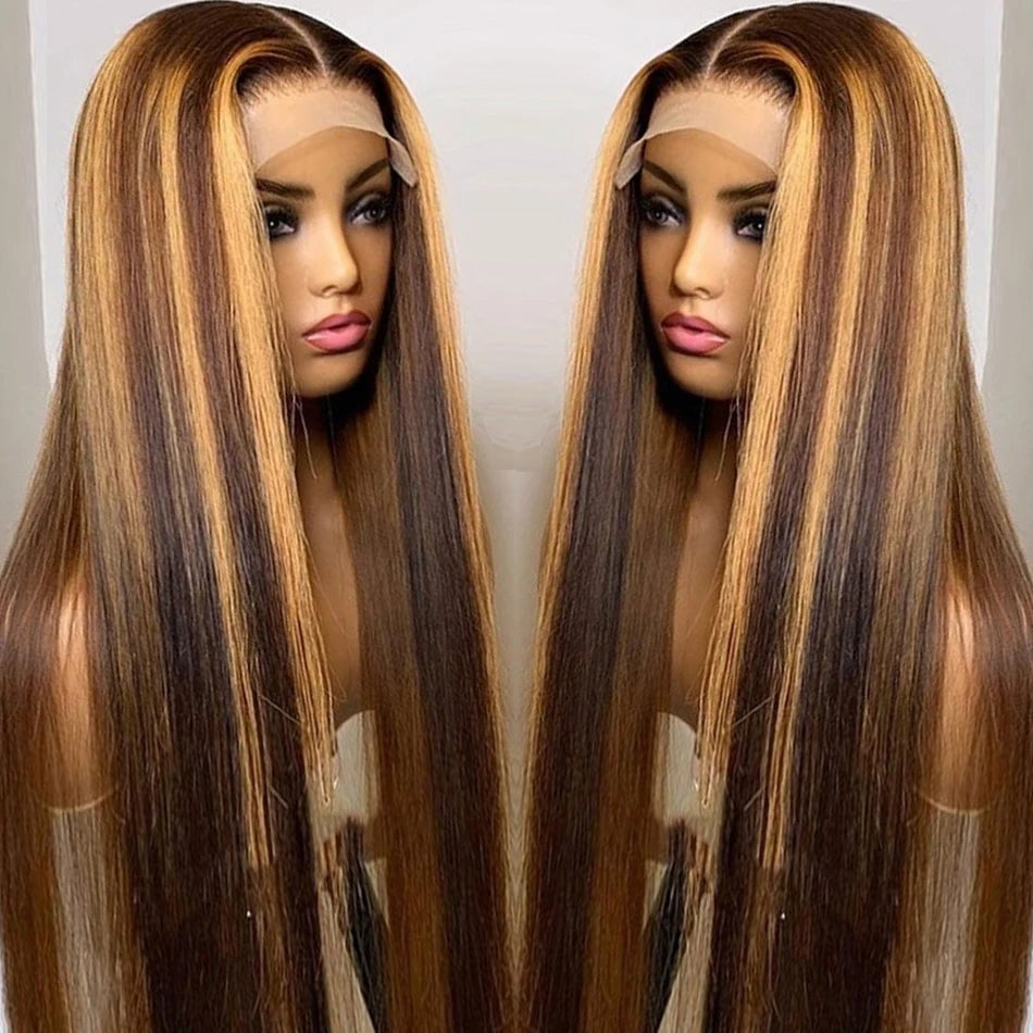 P4/27 Color Highlight Wigs 13x4 Lace Frontal Wig For Women Straight Lace Front Human Hair Wigs Preplucked Wig 100% Human Hair