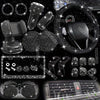 Car Accessories Set 27/4Piece Women Bling Universal Fit Polyester Steering Cover Shiny License Frame Phone Holder Coasters Tools