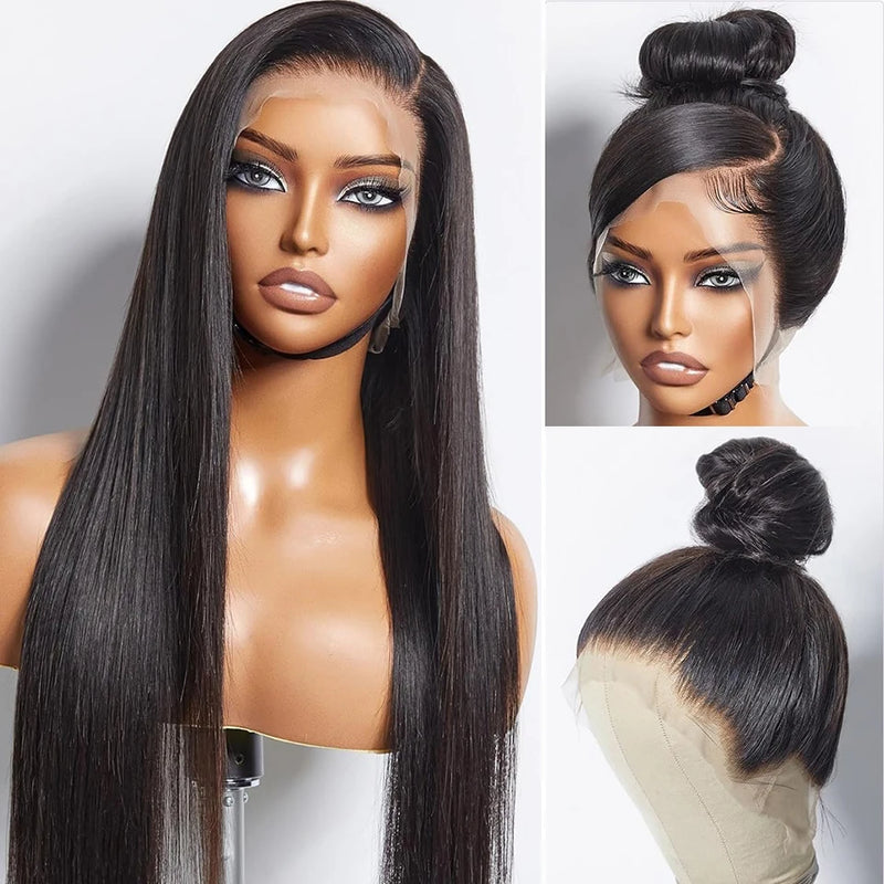 250 Dichte 360 Full Lace Wigs 100% Echthaar Glueless Vorgezupfte Brazilian Straight 13x6 HD Lace Frontal Wig für Damen