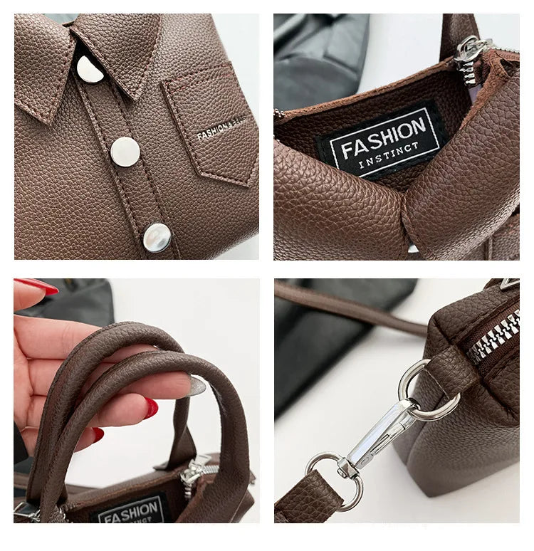 PU Square Compact Shoulder and Crossbody Bags Zipper Unique Design High Quality Hand Bags for Women 2025 Designer Style Bolso