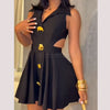 Women Stylish Short Skrits Buttoned Formal Outwear Ladies' Sleeveless V-Neck Dress Party Evening Dresses Women's New Clothing