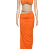 Nibber Sexy Women 2 Piece Set Bandage Ruched Square Collar Bra+Skinny Long Skirts 2025 Summer Vacation Beach Party Trend Suits