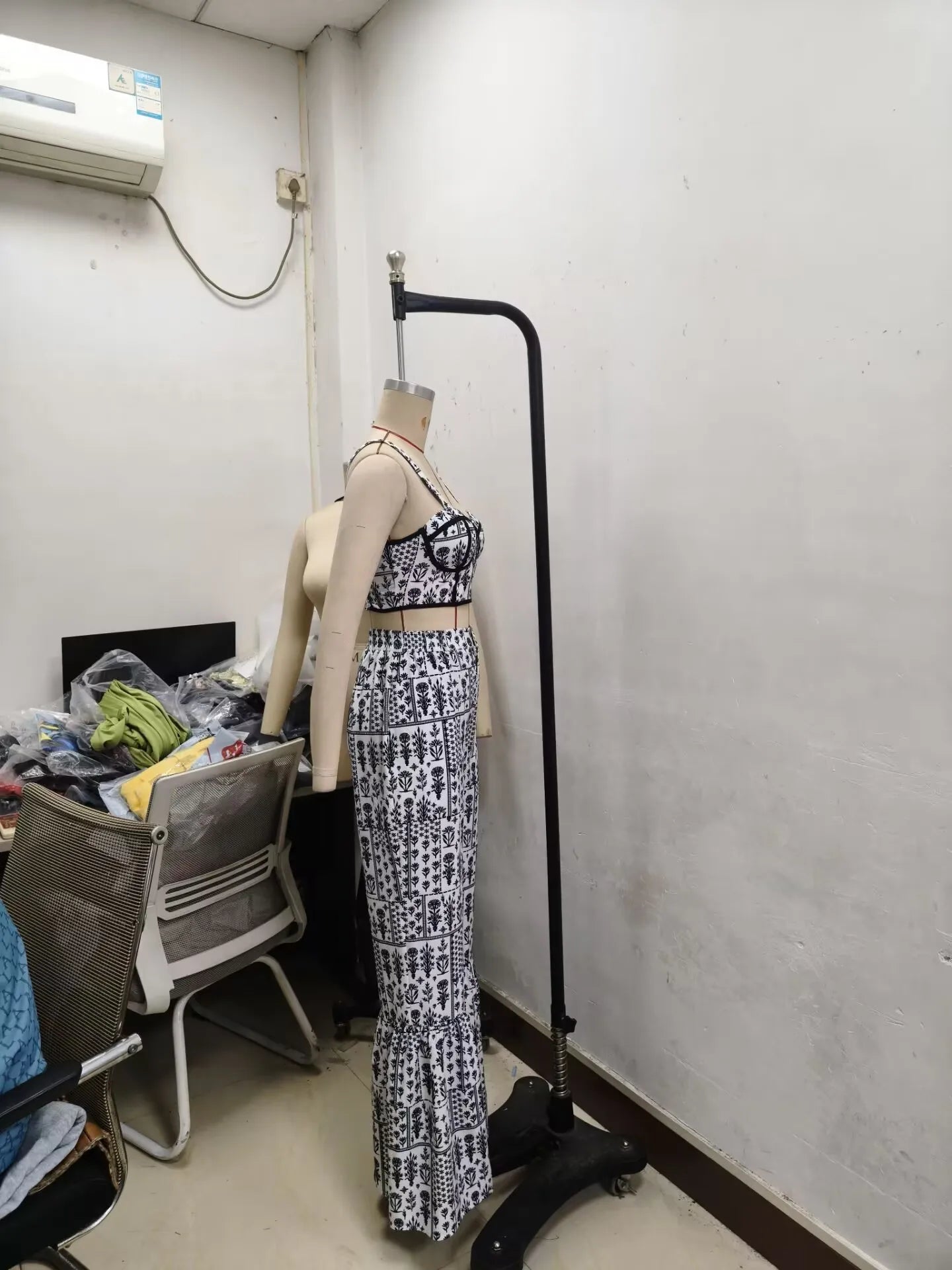 CM.YAYA Women's Set Print Strapless Bra Top and Flare Pants Suits 2025 Summer Street Party Two 2 Piece Sets Outfits Tracksuit