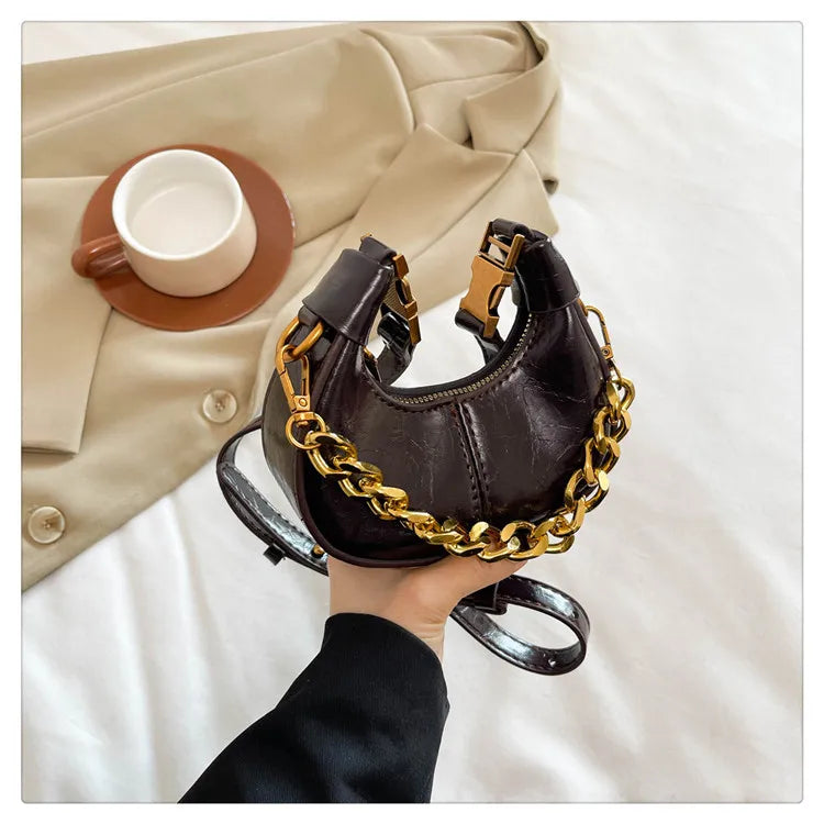 2024 Autumn Winter Mini Crossbody Bags For Women Luxury Half Moon Handbags For Ladies Purse Handle Bags Female Small Bag
