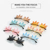 Novel Rimless Maple Leaf Shape Metal Sunglasses for Women Party Decorative Sun Glasses Men Unique Street Catwalk Prom Eyewear