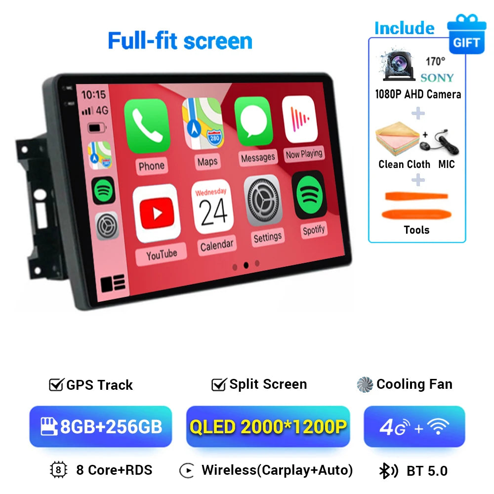 Android 14 Auto Car Radio For Jeep Compass Grand Cherokee Wrangler Chrysler Sebring Town Country Dodge Charger Multimedia Player