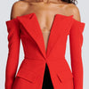 TWOTWINSTYLE Solid Designer Slimming Blazers For Women Slash Neck Long Sleeve Off Shoulder Temperament Coats Female Fashion New