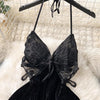 CHILLGIO Women Butterfly Velour Glitter Spaghetti Strap Sexy Fashion Backless Nightie Erotic Irregular A Line Pajamas Sundress