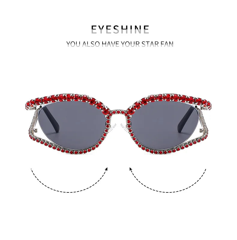 XJiea 2024 Designer Rhinestone Sunglasses For Women Luxury Brand Fashion Steampunk Men Eyeglasses Party Beach Shades Accessory